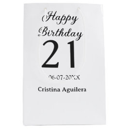 Happy 21st birthday bold letter simple name minima mittlere geschenktüte
