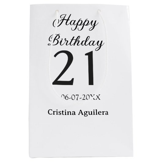 Happy 21st birthday bold letter simple name minima mittlere geschenktüte (Vorderseite)