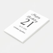 Happy 21st birthday bold letter simple name minima post-it klebezettel (angewinkelt)