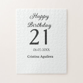 Happy 21st birthday bold letter simple name minima puzzle
