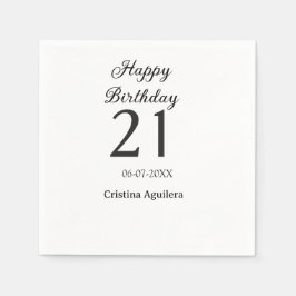 Happy 21st birthday bold letter simple name minima serviette