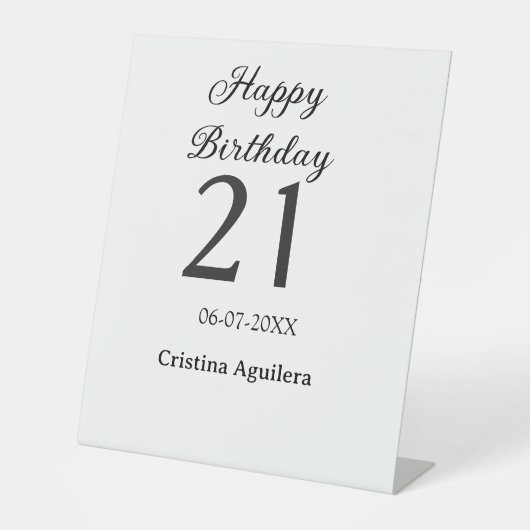 Happy 21st birthday bold letter simple name minima sockelschild (Vorderseite)