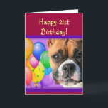 Happy 21st birthday boxer dog greeting card karte<br><div class="desc">Happy 21st birthday boxer dog greeting card</div>