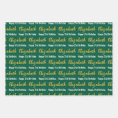 Happy 21st Birthday Gold Name Hunter Green White Geschenkpapier Set (Vorderseite)