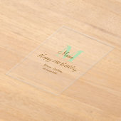 Happy 21st Birthday green add name monogram brown  Acryleinladungen (Ablage )