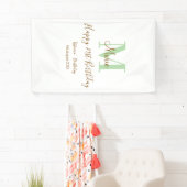 Happy 21st Birthday green add name monogram brown Banner (Insitu)