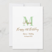 Happy 21st Birthday green add name monogram brown Einladung (Rückseite)