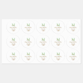 Happy 21st Birthday green add name monogram brown  Etiketten