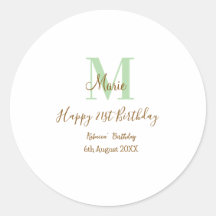 Happy 21st Birthday green add name monogram brown