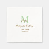 Happy 21st Birthday green add name monogram brown Serviette (Vorderseite)