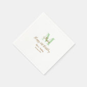 Happy 21st Birthday green add name monogram brown  Serviette (Ecke)