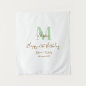 Happy 21st Birthday green add name monogram brown  Wandteppich (Vorderseite)