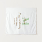 Happy 21st Birthday green add name monogram brown  Wandteppich (Vorderseite (Horizontal))