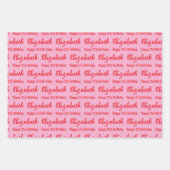 Happy 21st Birthday Name Light Pink and Red Geschenkpapier Set (Vorderseite)