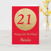 Happy 21st Birthday Red and Gold Glitter Card Karte (Gelbe Blume)