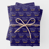 Happy 21st Birthday Script Name Dark Blue Gold Geschenkpapier Set (Beispiel)