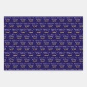 Happy 21st Birthday Script Name Dark Blue Gold Geschenkpapier Set (Vorderseite)