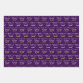 Happy 21st Birthday Script Name Dark Purple Gold Geschenkpapier Set (Vorderseite 3)