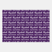 Happy 21st Birthday Script Name Dark Purple White Geschenkpapier Set (Vorderseite)