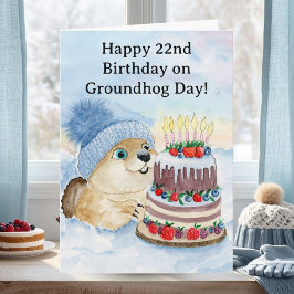 Happy 22nd Groundhog Day Birthday Karte