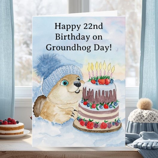  Happy 22nd Groundhog Day Birthday  Karte