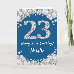 Happy 23. Geburtstag Blue and Silver Glitzer Card Karte