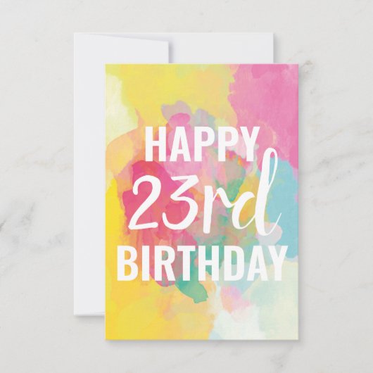 Happy 23. Geburtstagskarte ("Wasserfarben") (Vorderseite)
