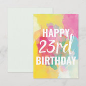 Happy 23. Geburtstagskarte ("Wasserfarben") (Vorne/Hinten)