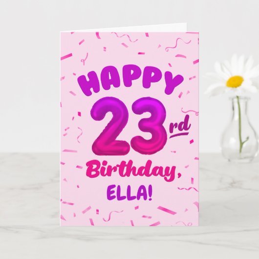 Happy 23rd Birthday Card with Custom Name Karte (Kleine Pflanze)