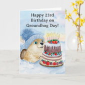 Happy 23rd Groundhog Day Birthday  Karte (Gelbe Blume)