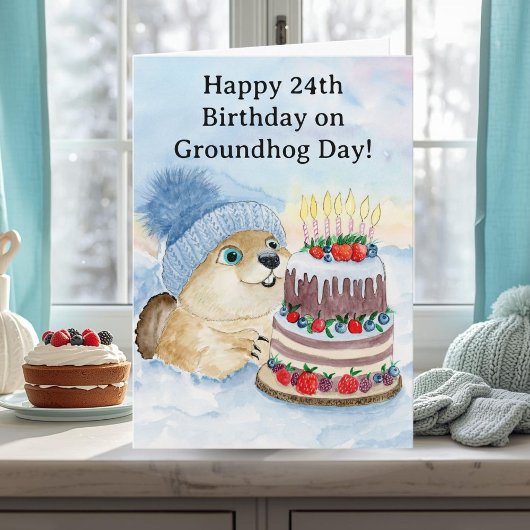  Happy 24th Groundhog Day Birthday  Karte