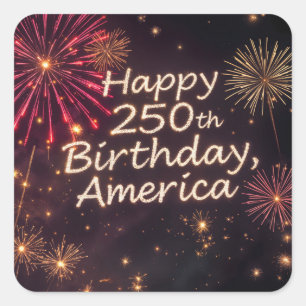 Happy 250. Geburtstag Amerika mit Feuerwerken Quadratischer Aufkleber