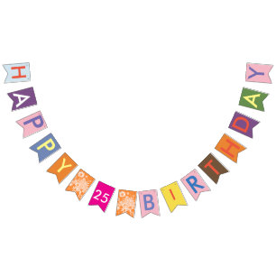 Happy 25. Geburtstag bunting Fahnen Wimpelkette