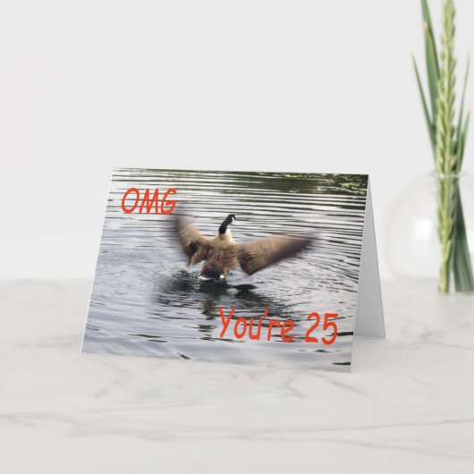 Happy 25. Geburtstag Gänseflattern Karte (Vorderseite)