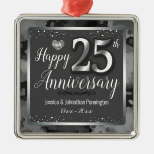 Happy 25. Hochzeitsfeier Ornament Aus Metall
