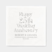 Happy 25. Hochzeitstag Retro Typografie Servietten Mit Folie (Vorderseite)