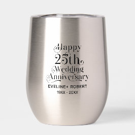 Happy 25. Hochzeitstag Schwarze Typografie