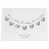 Happy 25. Hochzeitstag Silberherzen Große Geschenktüte (Rückseite)