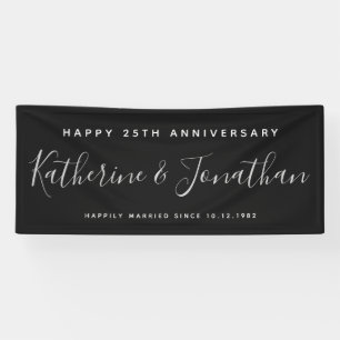 Happy 25. Hochzeitstag Silver Custom Banner