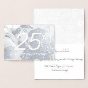 Happy 25-jähriges Silver Custom Foto Folienkarte