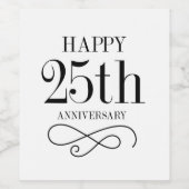 Happy 25-jähriges Weinlabel Weinetikett (Einzelnes Label)