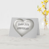 Happy 25. Jubiläum Silberglas Herz Karte (Gelbe Blume)