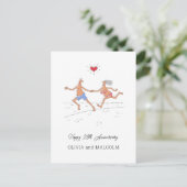 Happy 25. Silver Wedding Anniversary Couple Heart Postkarte (Stehend Vorderseite)