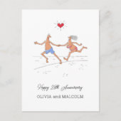 Happy 25. Silver Wedding Anniversary Couple Heart Postkarte (Vorderseite)