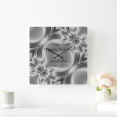 Happy 25. Silver Wedding Jubiläum Quadratische Wanduhr (Zuhause)