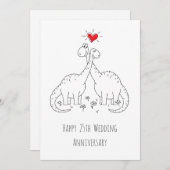 Happy 25 th Wedding Anniversary Dinosaurier Card (Vorne/Hinten)