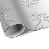 "Happy 25 th Wedding Anniversary" Silberner Schrif Geschenkpapier (Rolleneckpunkt)