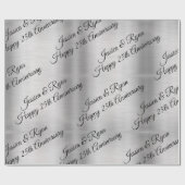 Happy 25th Anniversary DIY Names/Year Black Script Geschenkpapier (Flach)