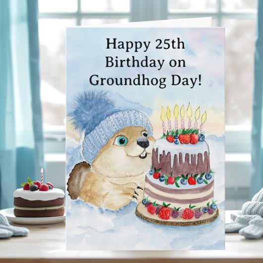  Happy 25th Groundhog Day Birthday  Karte