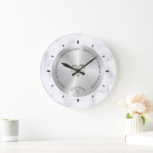 Happy 25th wedding universally marble and silver große wanduhr (Zuhause)